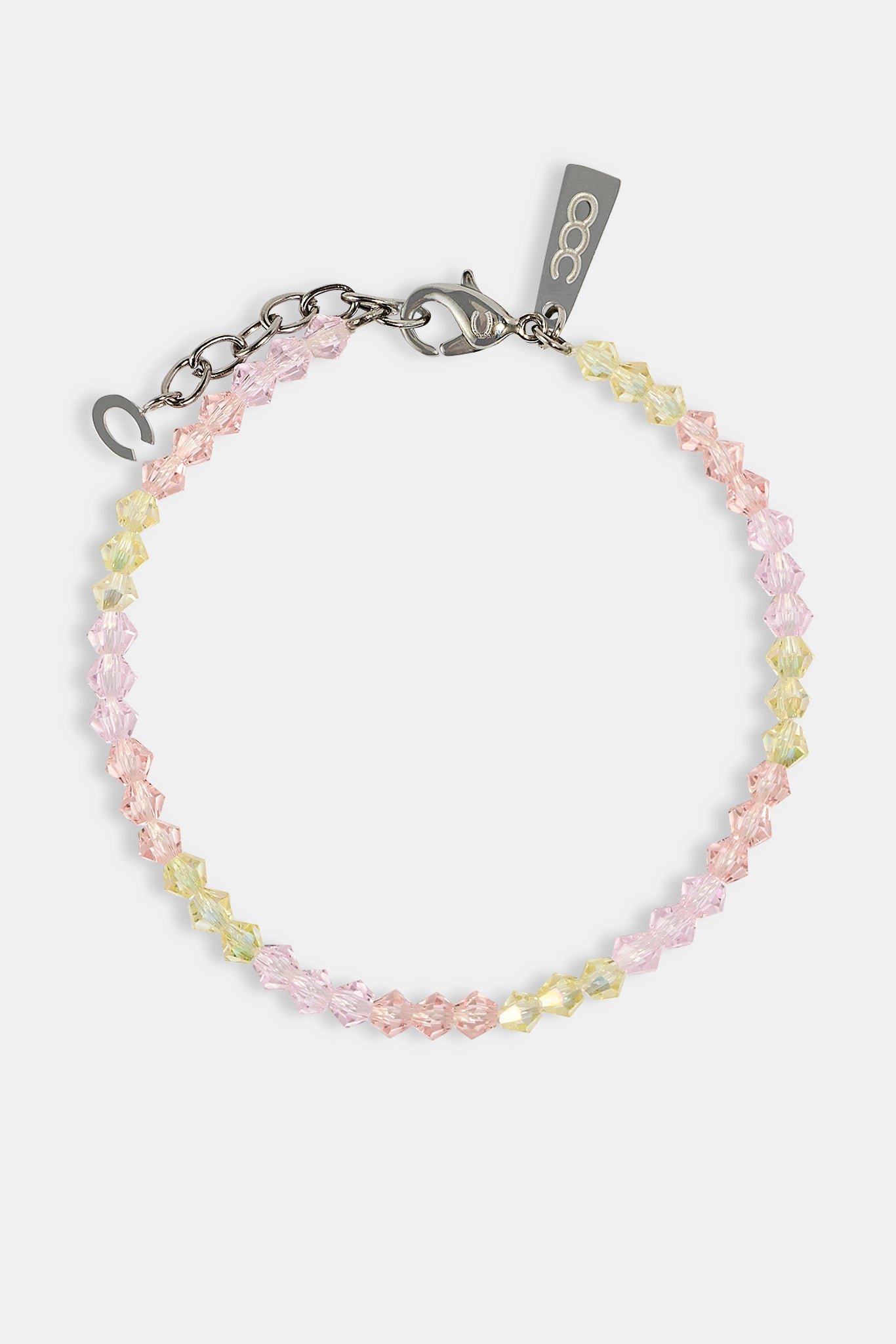 Pink & Lemon Glass Bead Bracelet - 4mm - White